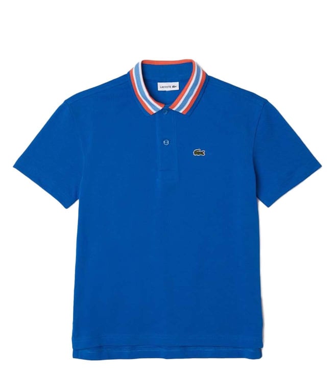 Buy Lacoste Blue Logo Relaxed Fit Polo T-Shirt Online @ Tata CLiQ Luxury