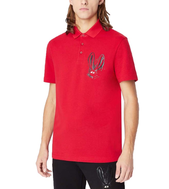 Buy Armani Exchange Red Printed Regular Fit Polo T-Shirt for Men Online @  Tata CLiQ Luxury