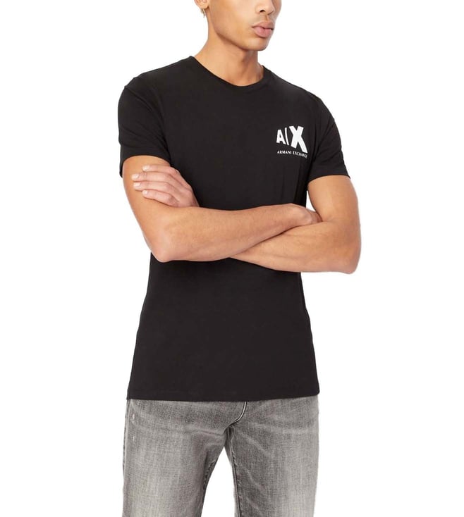 Buy Armani Exchange Black Logo Slim Fit T-Shirt for Men Online @ Tata CLiQ  Luxury