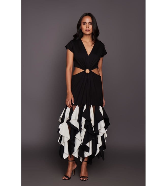 white dress ruffles