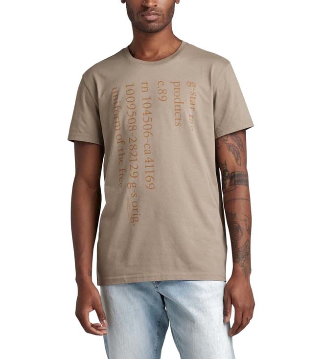 Buy G Star RAW Beige Printed Regular Fit T Shirts for Men Online