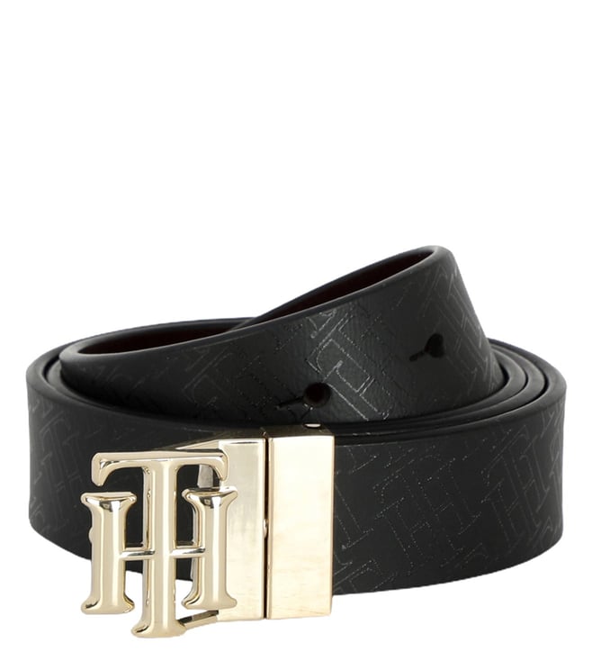 Buy TOMMY HILFIGER Black & Wine Gorin Reversible Leather Belt for Women  Online @ Tata CLiQ Luxury