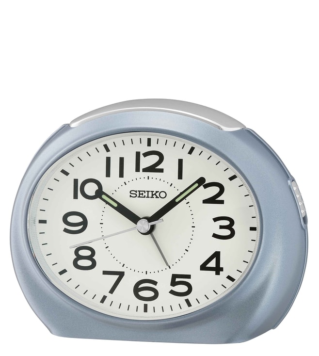 Seiko Blue Elegant Oval Lumibrite Small Analog Table Alarm Clock