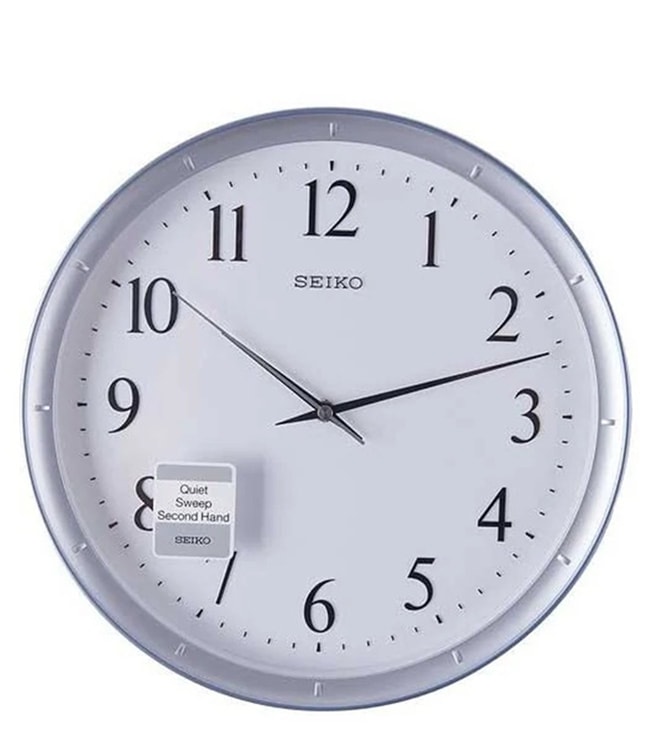 SEIKO White & Silver Plastic Wall Clock