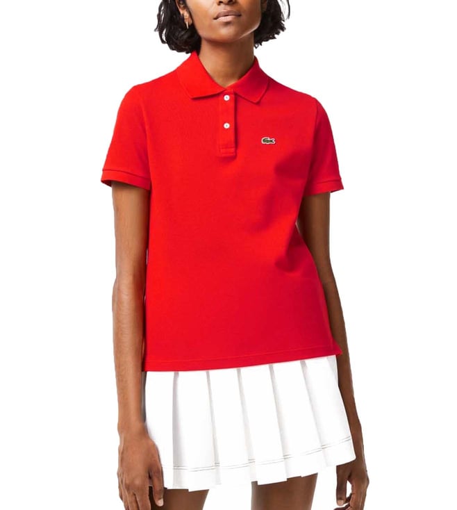 Rådne Bevise Governable Buy Lacoste Red Regular Fit Polo T-Shirt for Women Online @ Tata CLiQ Luxury