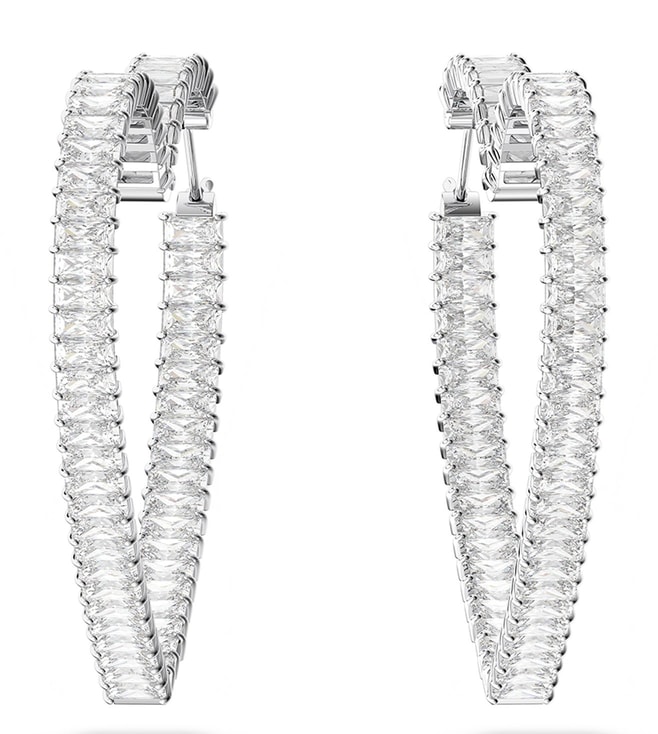 Buy Swarovski White Large Circle Pear Cut Millenia Hoop Earrings for Women  Online  Tata CLiQ Luxury