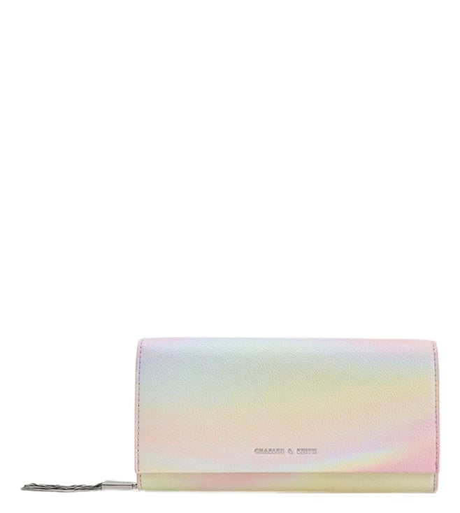 Metallic Accent Short Wallet - Pearl