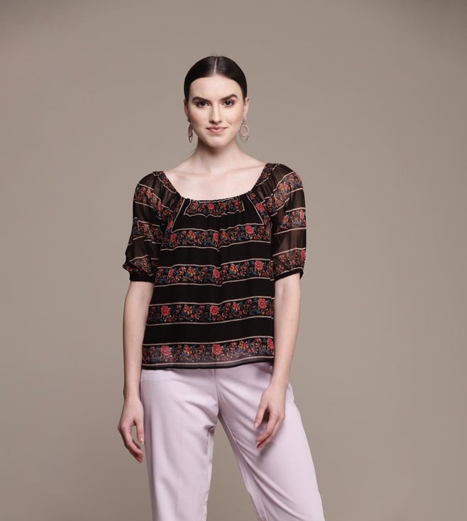 Buy Label Ritu Kumar Black Printed Top, Buy, Online, India, Tata CLiQ
