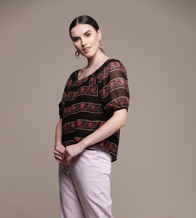 Buy Label Ritu Kumar Black Printed Top, Buy, Online, India, Tata CLiQ