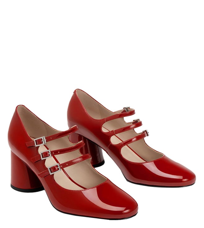 Red suede mary online jane shoes